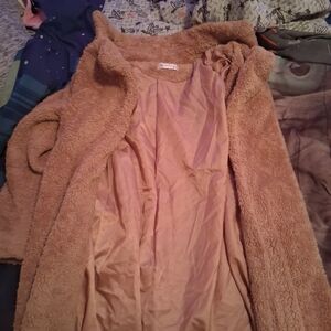 Women's Tan Teddy Bomber Jacket